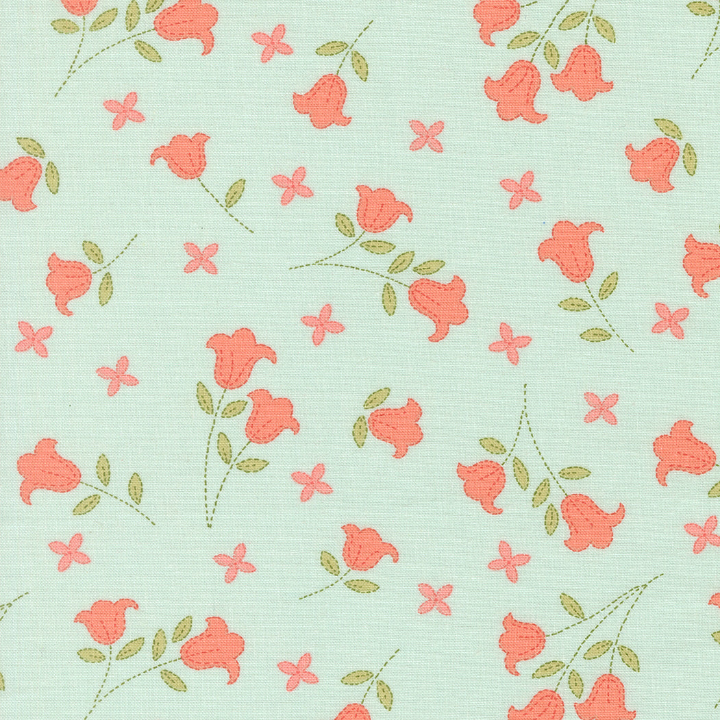 Sunbonnet Embroidered Blooms Pale Blue