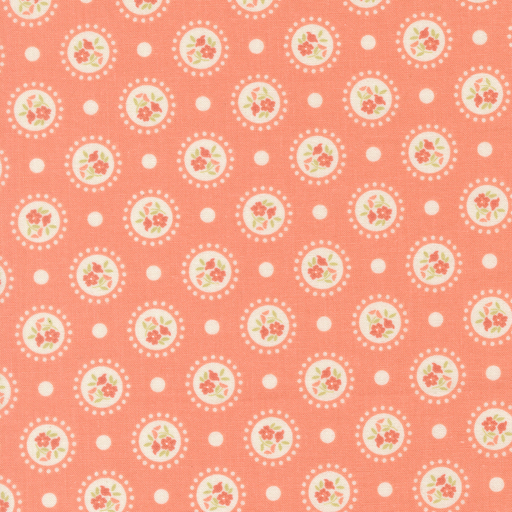Sunbonnet Floral Dots Coral