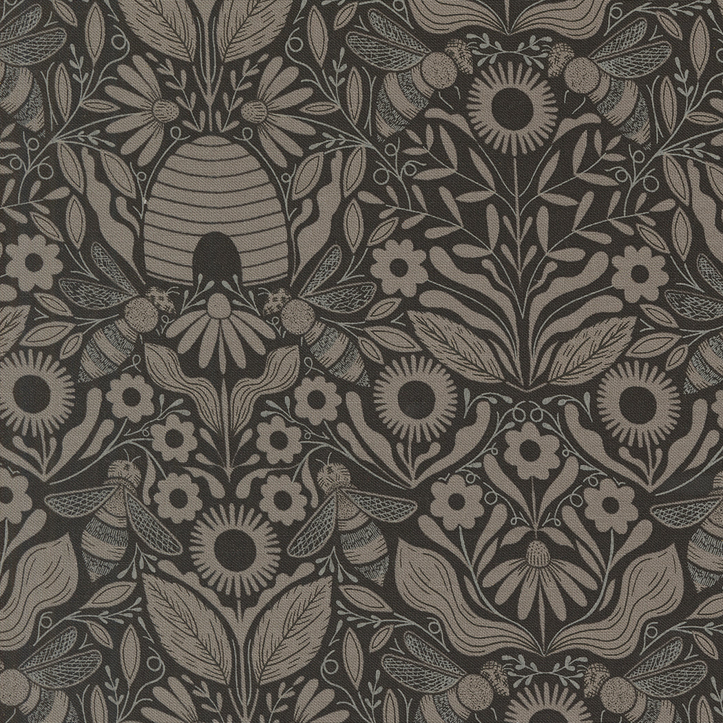 Bee Garden Damask Black