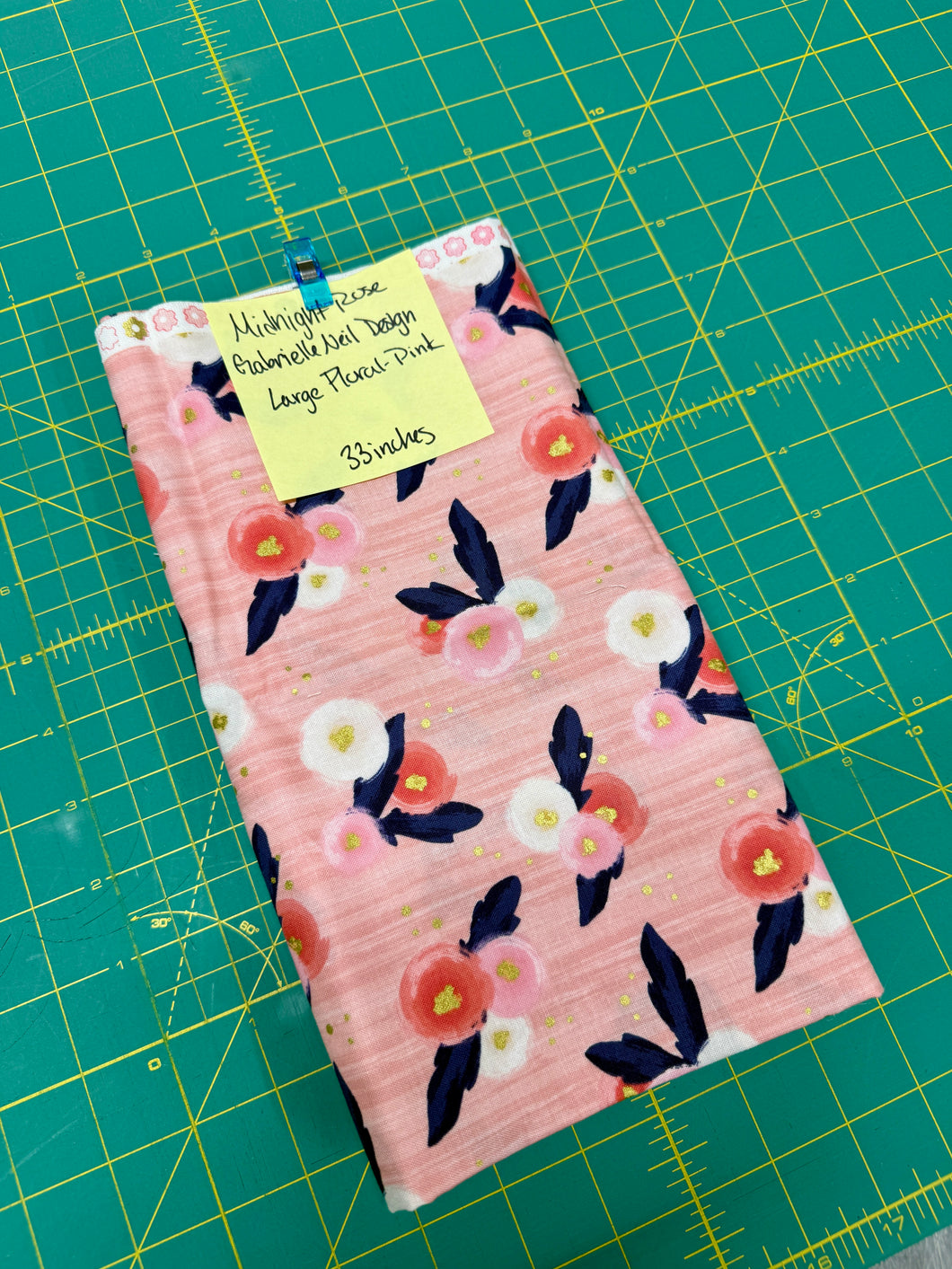 Midnight Rose - Large Floral Pink  - 33 inches