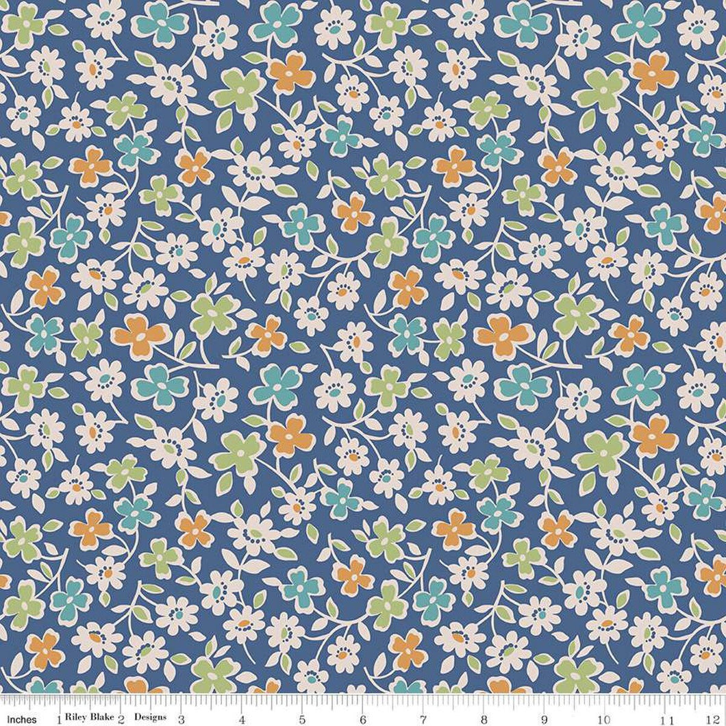 Autumn Floral Wide Back - Cosmos Denim
