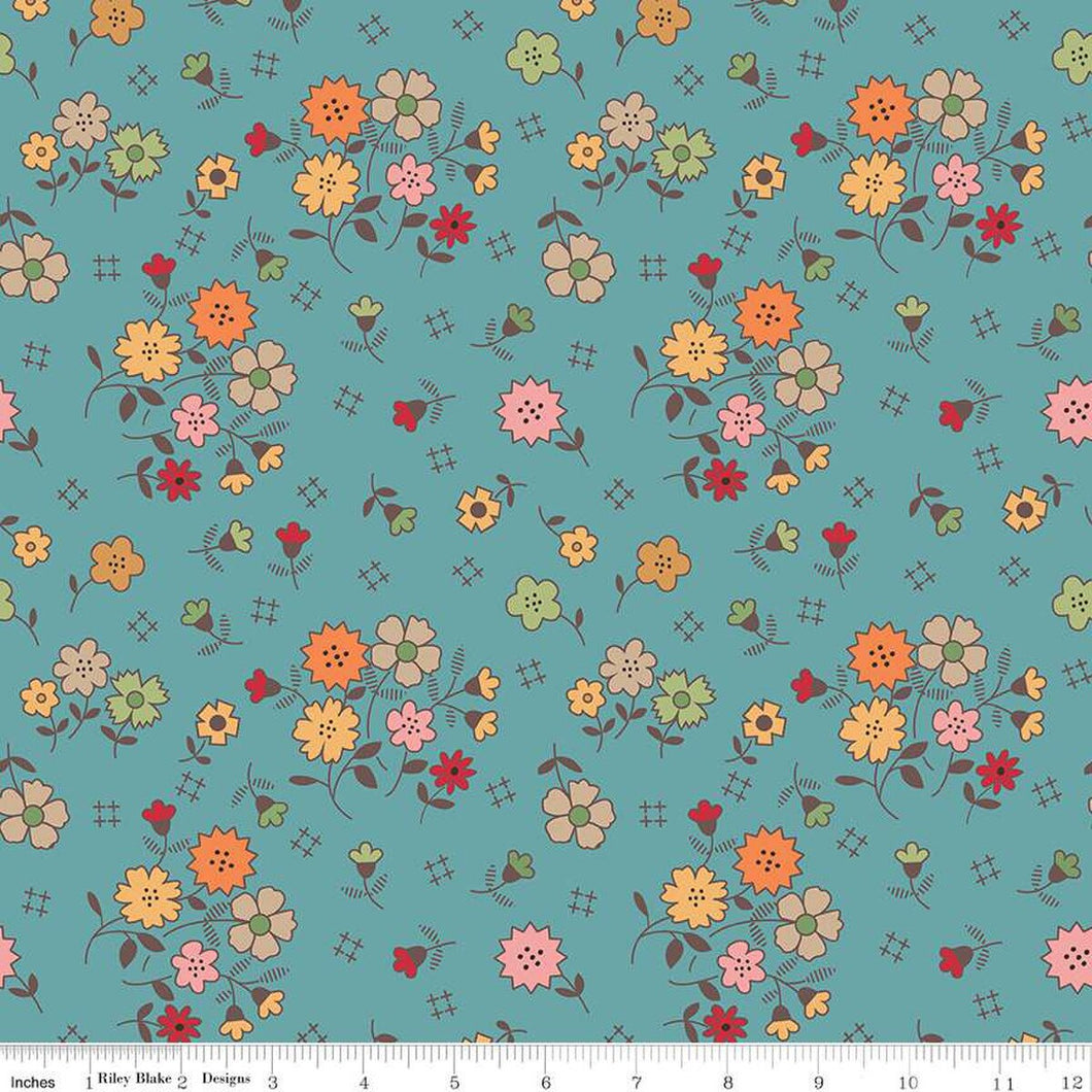 Autumn Floral Wide Back - Raindrop