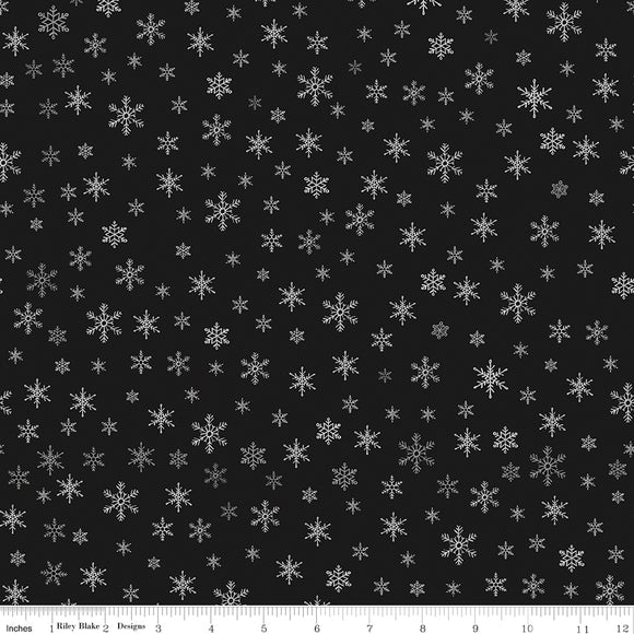 Farmhouse Christmas Snowflakes Black