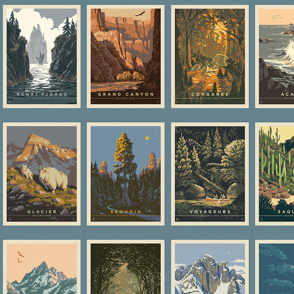 National Parks Postcard Postcards Blue