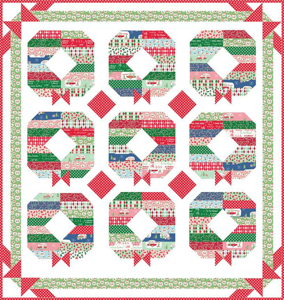 Holly Jolly Wreath Quilt Pattern featuring Christmas Adventure Fabric