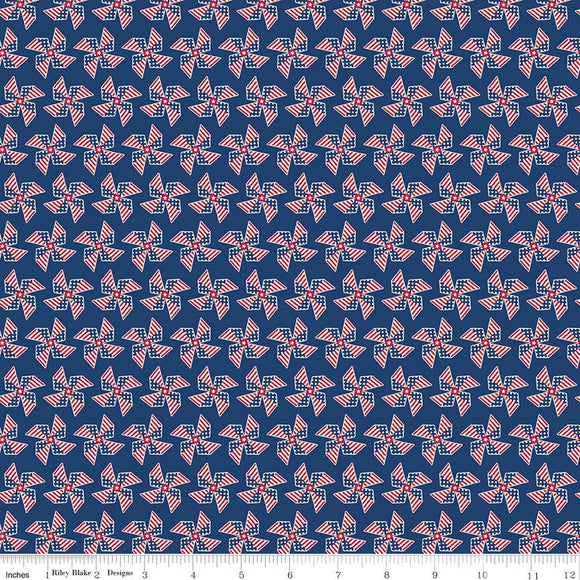 58 - 1.75 yard cut - Land of Liberty Pinwheel Navy